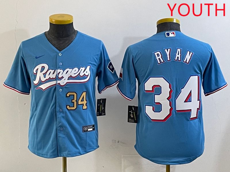 Youth Texas Rangers #34 Ryan Light Blue Game 2025 Nike MLB Jersey style 3